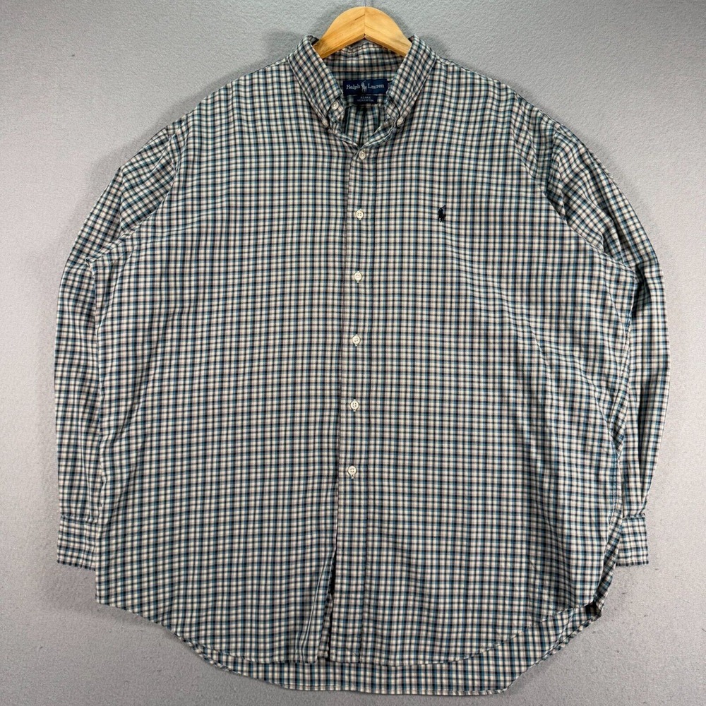 Vintage Ralph Lauren Blake Button Up Shirt Mens XL Multicolor Plaid Small Pony